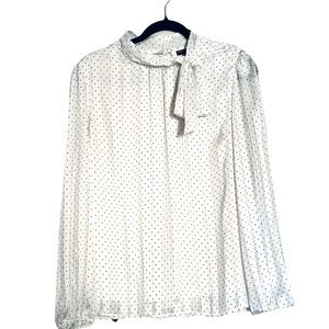 SARA MICHELLE Women’s Fancy Casual Top Blouse Shirt/ Size Large/ Color White dot